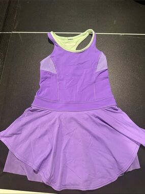 Purple Racerback Tennis Dress with Mint Trim